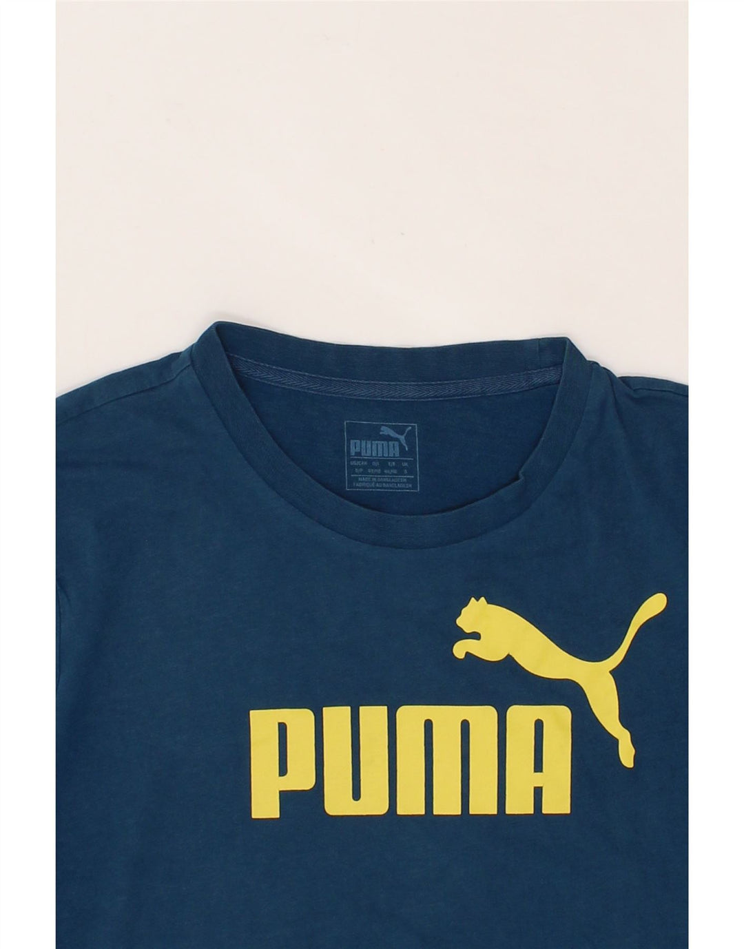 PUMA Mens Graphic T-Shirt Top Small Blue Cotton Vintage Puma and Second-Hand Puma from Messina Hembry 