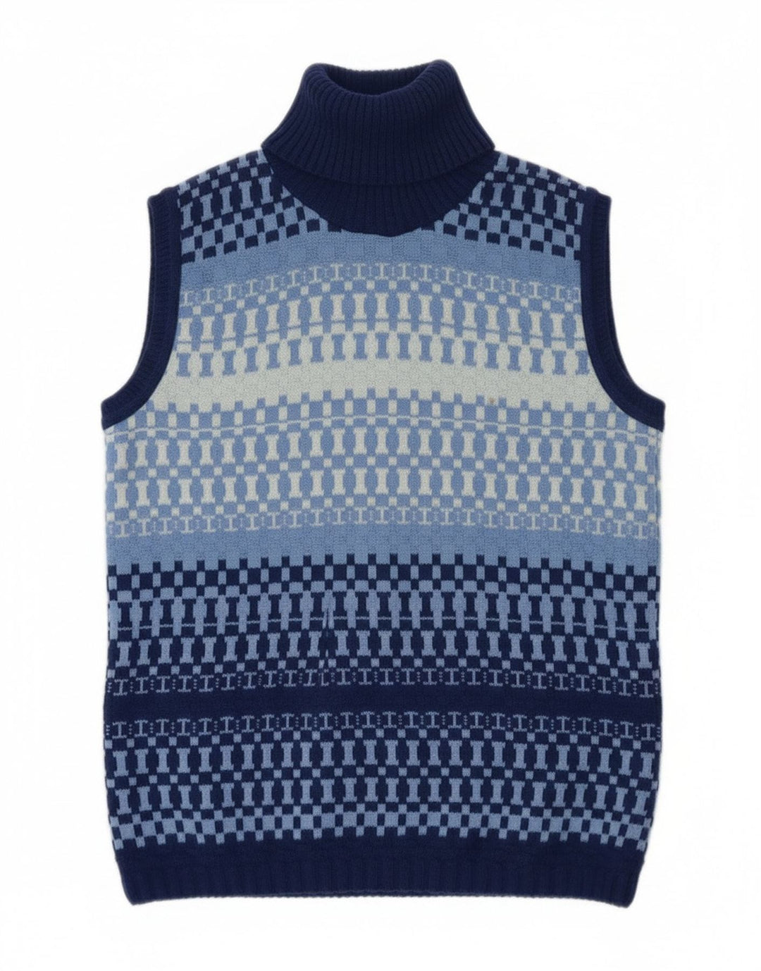 Damski podkoszulek Redok Crop Roll Neck Vest UK 12 Średni niebieski geometryczny