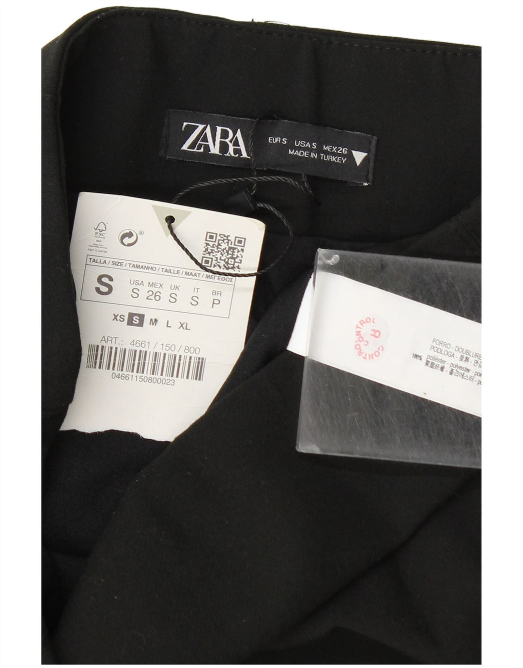 Damska spódniczka mini Zara Mała W26 Czarny Poliester