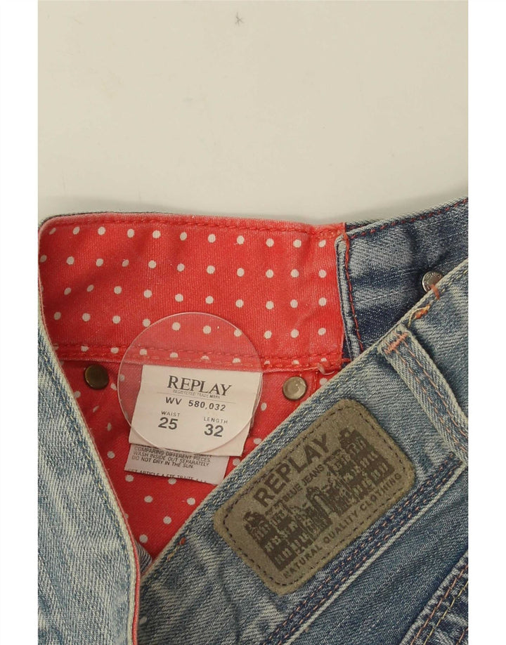 Damskie jeansy Bootcut z niską talią Replay W25 L32 Niebieska bawełna