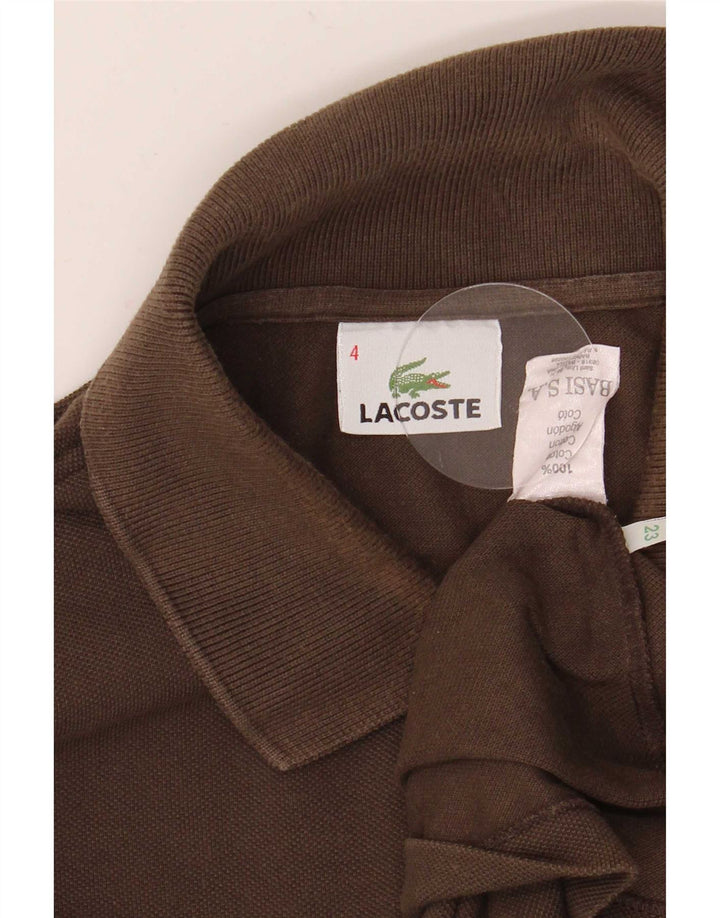Męska koszulka polo Lacoste z długim rękawem, rozmiar 4, średnia brązowa bawełna