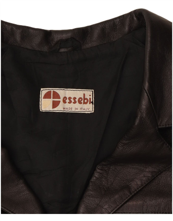 VINTAGE Womens Leather Jacket UK 14 Medium Black