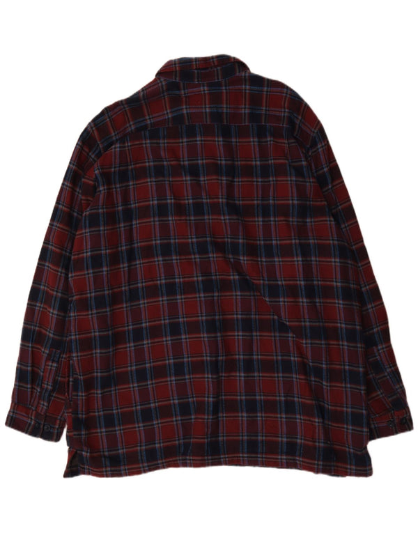 L.L.Bean Męska wysoka koszula flanelowa typu sherpa 2XL, bawełniana w bordową kratkę