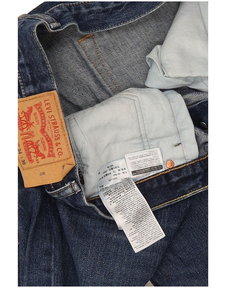 Męskie dżinsy Levi's 501 Straight W34 L36 Niebieskie bawełniane