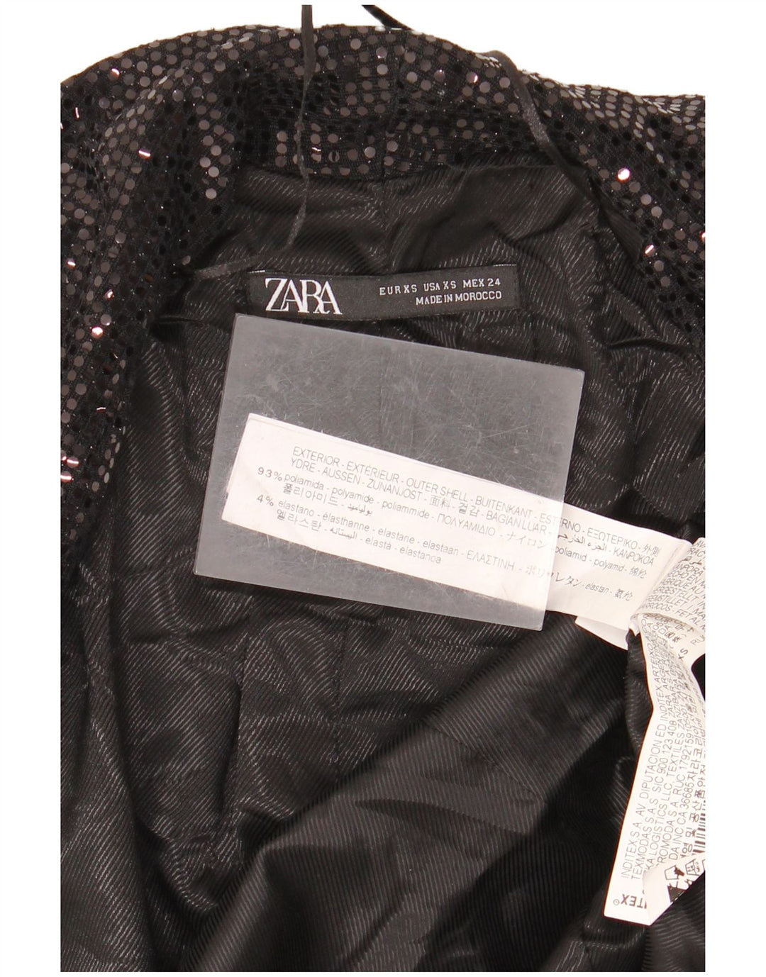 Damska marynarka o przedłużonym fasonie ZARA UK 6 XS, czarna, poliamidowa