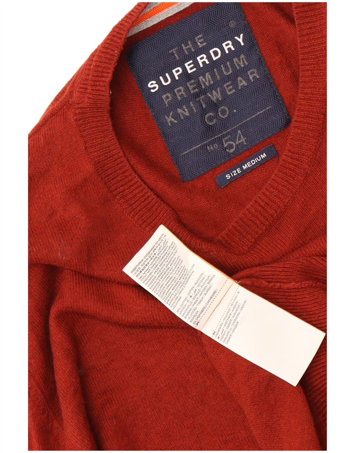 SUPERDRY Męski sweter z okrągłym dekoltem, średnio bordowa bawełna