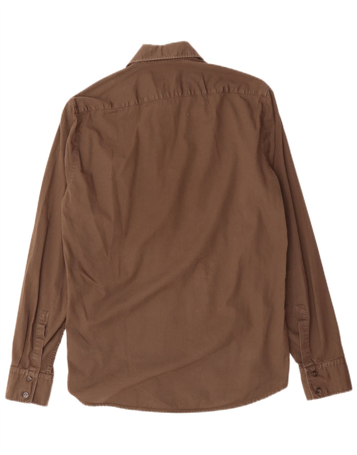 Koszula męska Hugo Boss, mała, brązowa, bawełniana