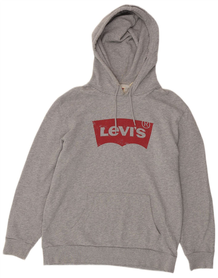 Męski sweter z kapturem i grafiką Levi's, średnioszary, bawełniany w cętki