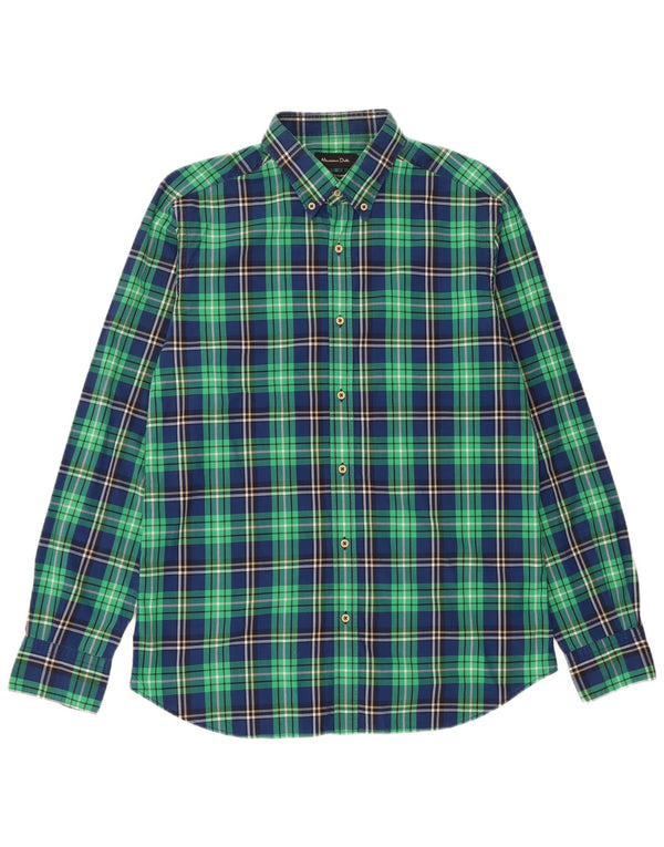 Massimo Dutti Mens Shirt Medium Green Check