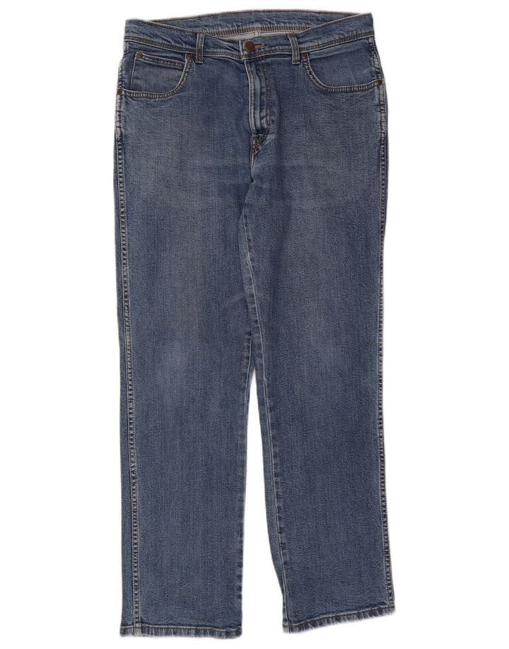 Męskie jeansy Wrangler o prostym kroju W34 L32, niebieska bawełna