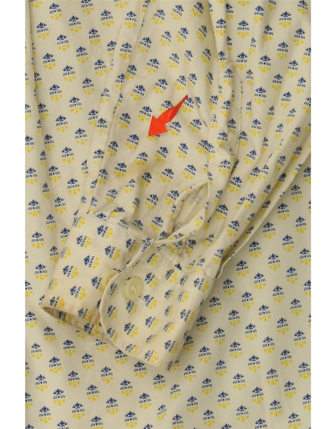 UNIFORM Damska koszula o luźnym kroju w abstrakcyjny wzór UK 14 Średnia żółta bawełna