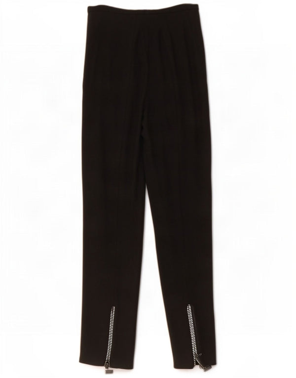 Damskie proste spodnie garniturowe w stylu vintage IT 42 Medium W28 L32 Czarna wełna