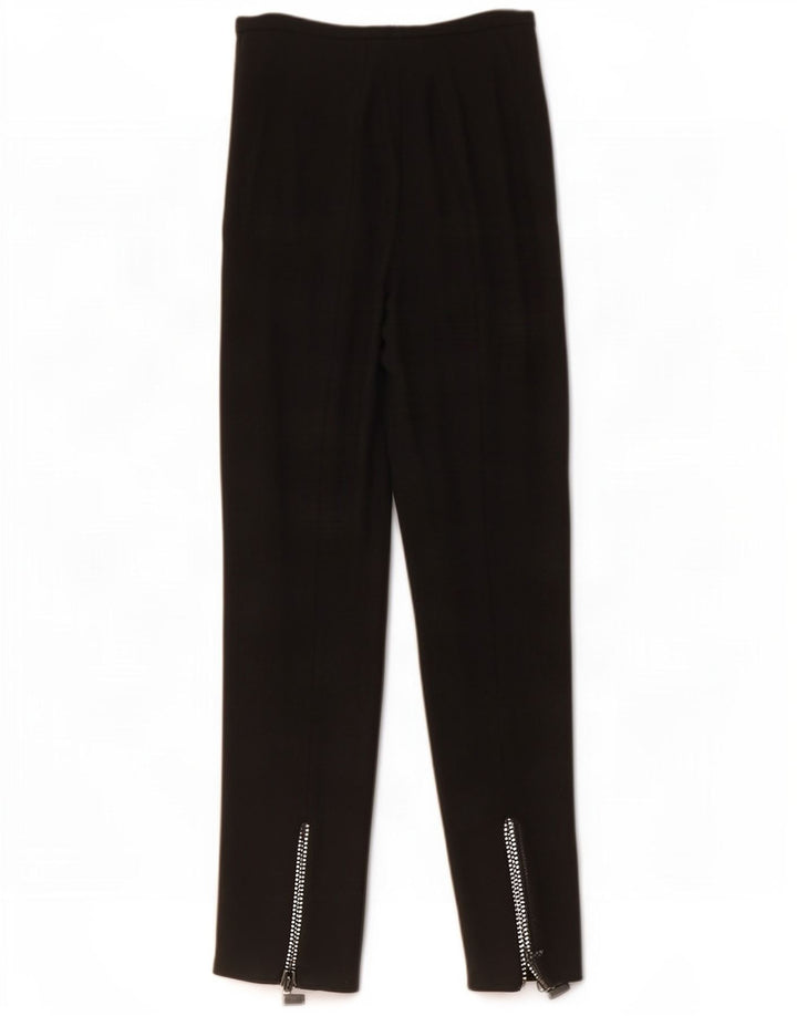 Damskie proste spodnie garniturowe w stylu vintage IT 42 Medium W28 L32 Czarna wełna