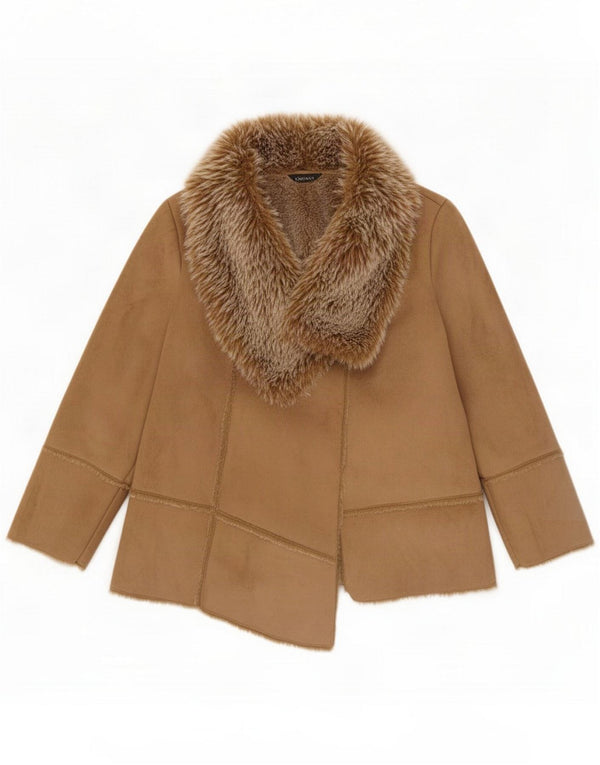 Kurtka damska Open Sherpa Essence UK 22 3XL Brązowa Poliester