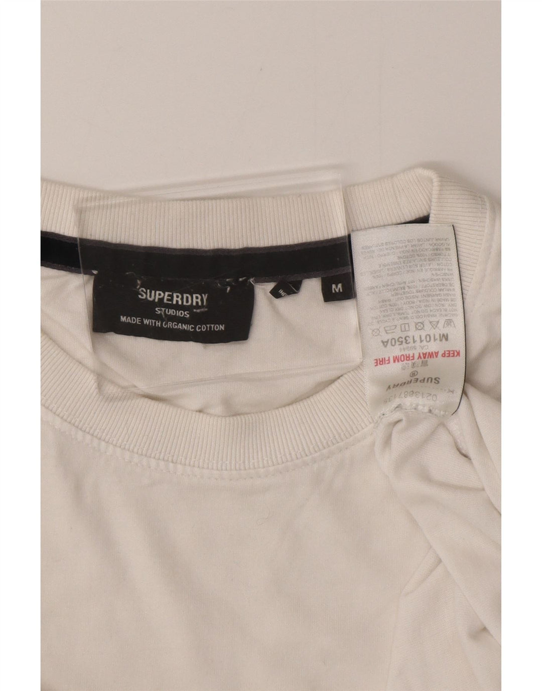 SUPERDRY Męski T-shirt Top Średniej Białej Bawełny
