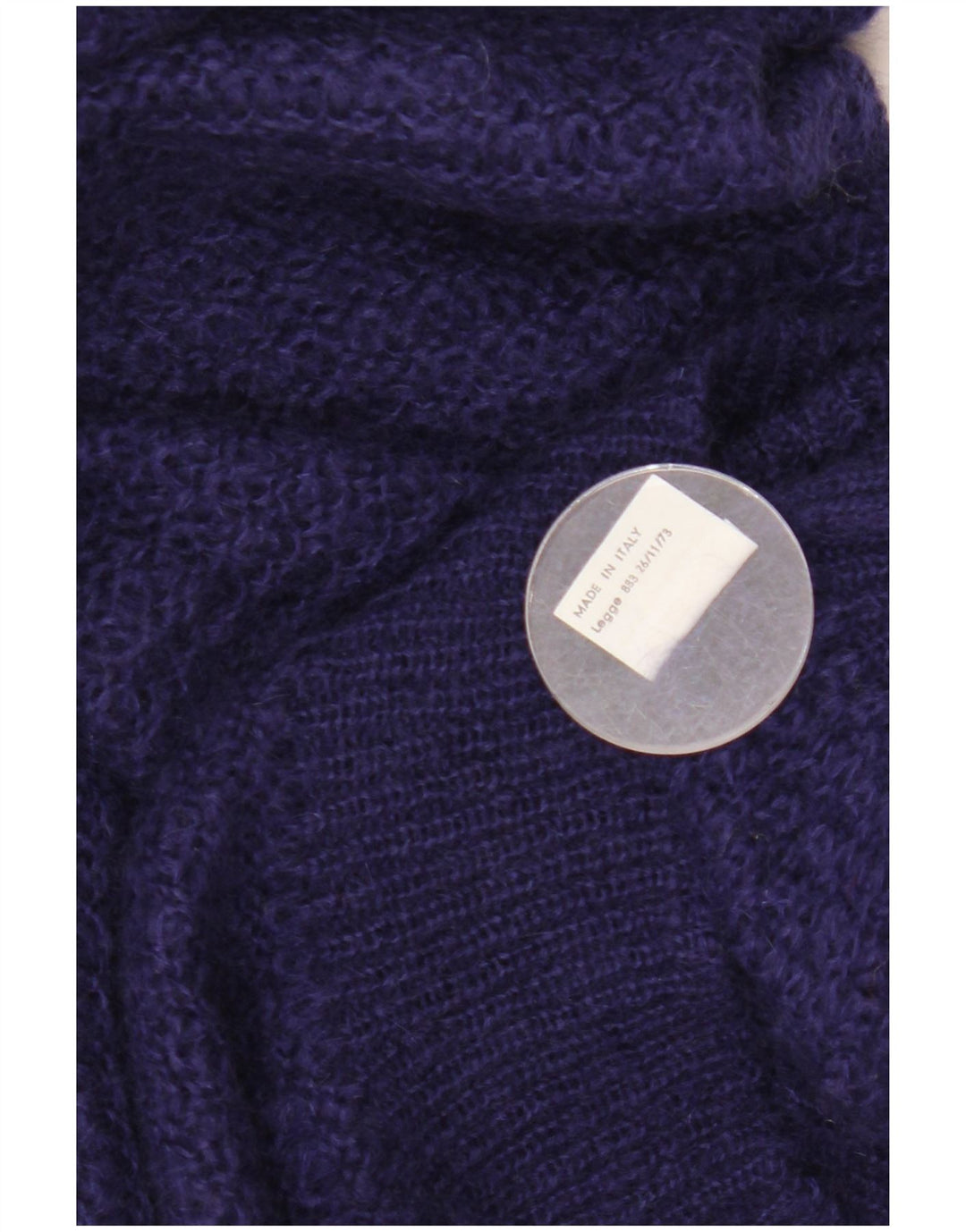 Sweter damski VINTAGE z dekoltem w łódkę UK 16, duży granatowy moher