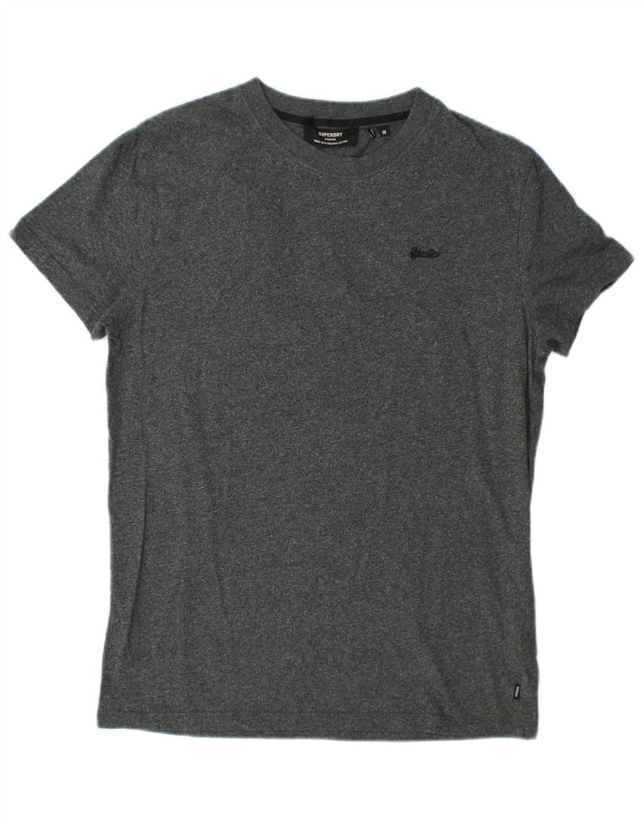 SUPERDRY Męski T-shirt Top Średniej Szarej Bawełny Nakrapianej