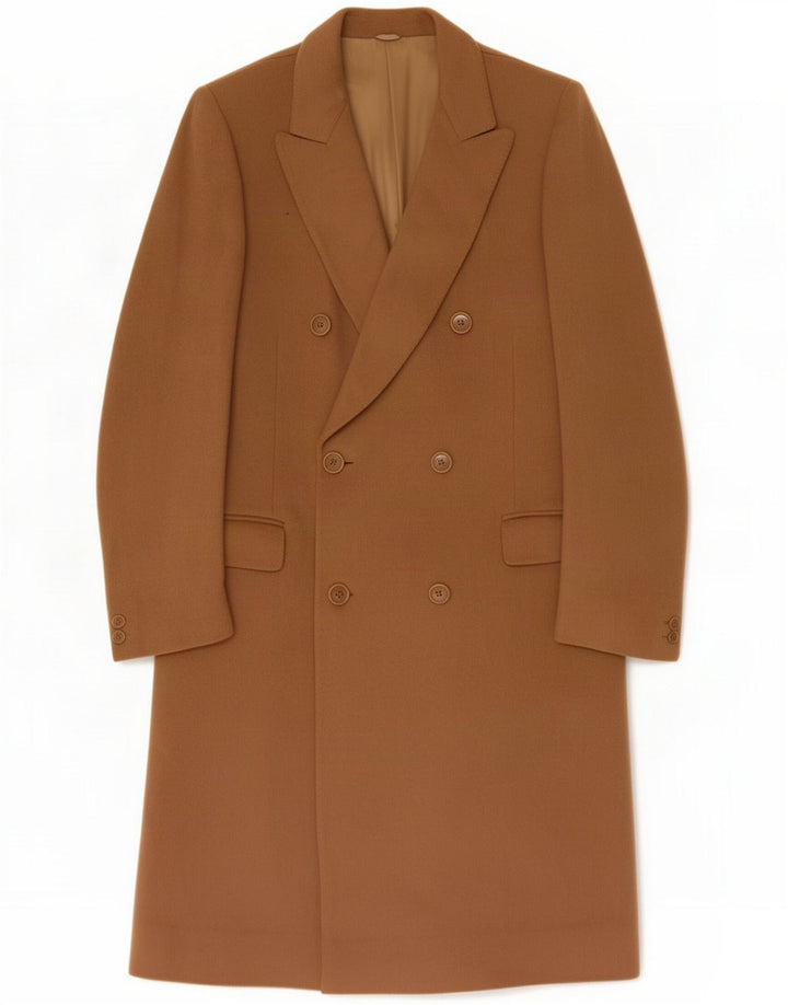 Męski płaszcz dwurzędowy w stylu vintage IT 48 Średni brązowy wełniany