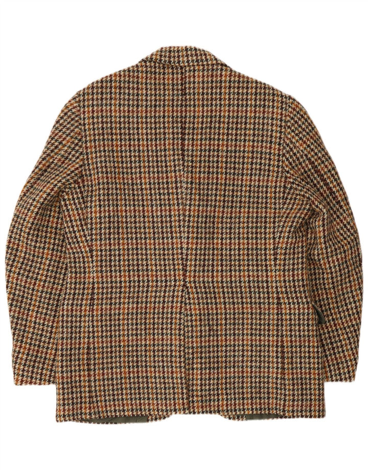 Męska marynarka zapinana na 2 guziki Harris Tweed UK 40 Duża brązowa pepitka