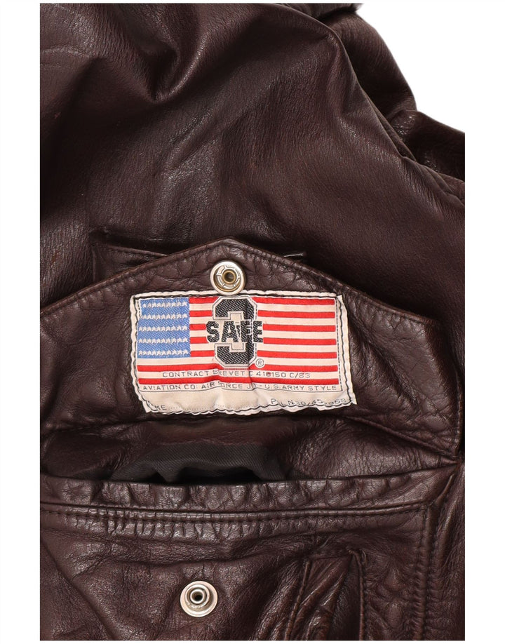 Vintage męska kurtka skórzana UK 40 duża brązowa skóra