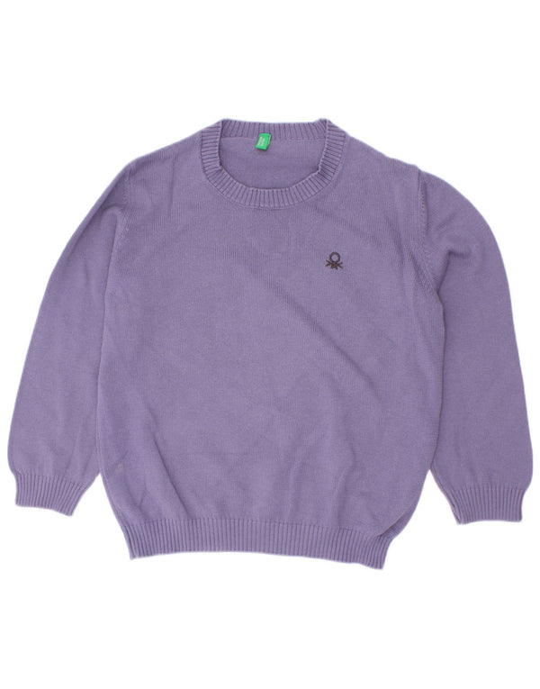 Chłopięcy sweter z dekoltem w łódkę Benetton 3-4 lata 2XS Fioletowa bawełna