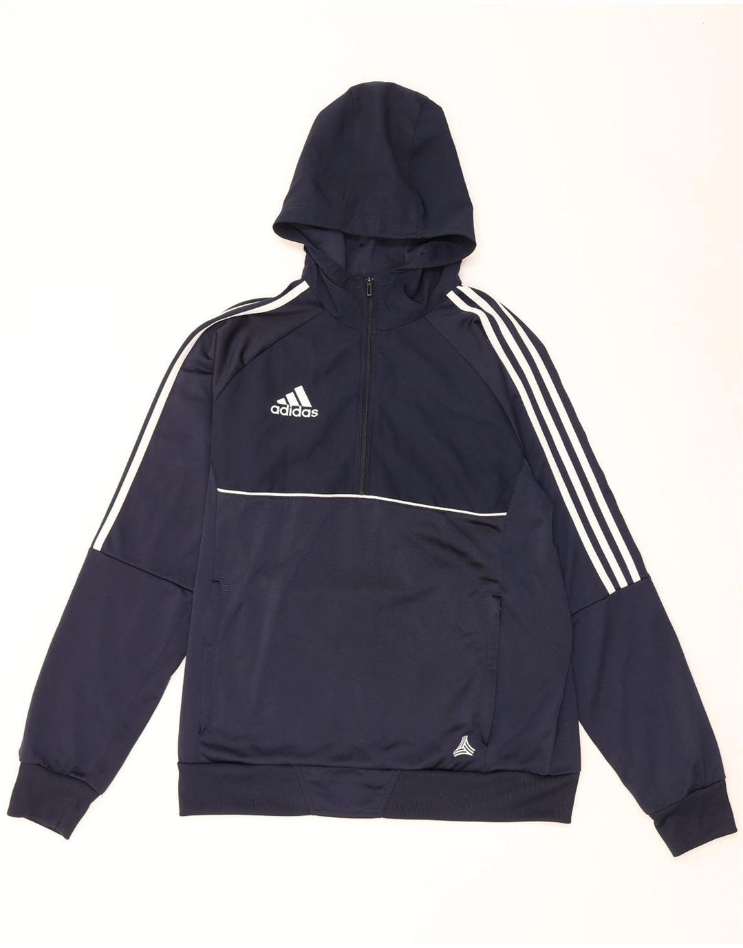 Męska bluza z kapturem i zamkiem błyskawicznym Adidas, średni granatowy poliester