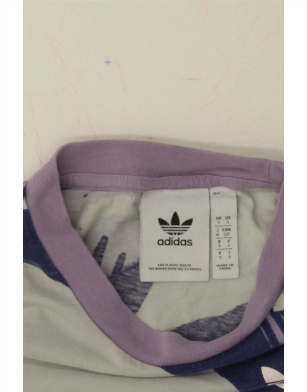 ADIDAS Mens Abstract Pattern T-Shirt Top Small Purple Cotton Vintage Adidas and Second-Hand Adidas from Messina Hembry 