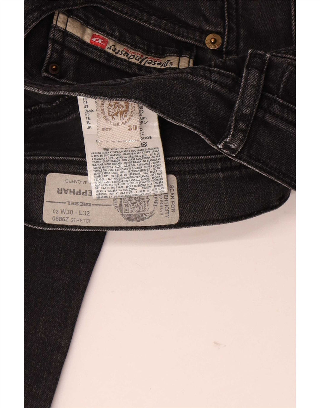 Diesel Męskie Carrot Slim Jeansy W30 L32 Czarne bawełniane