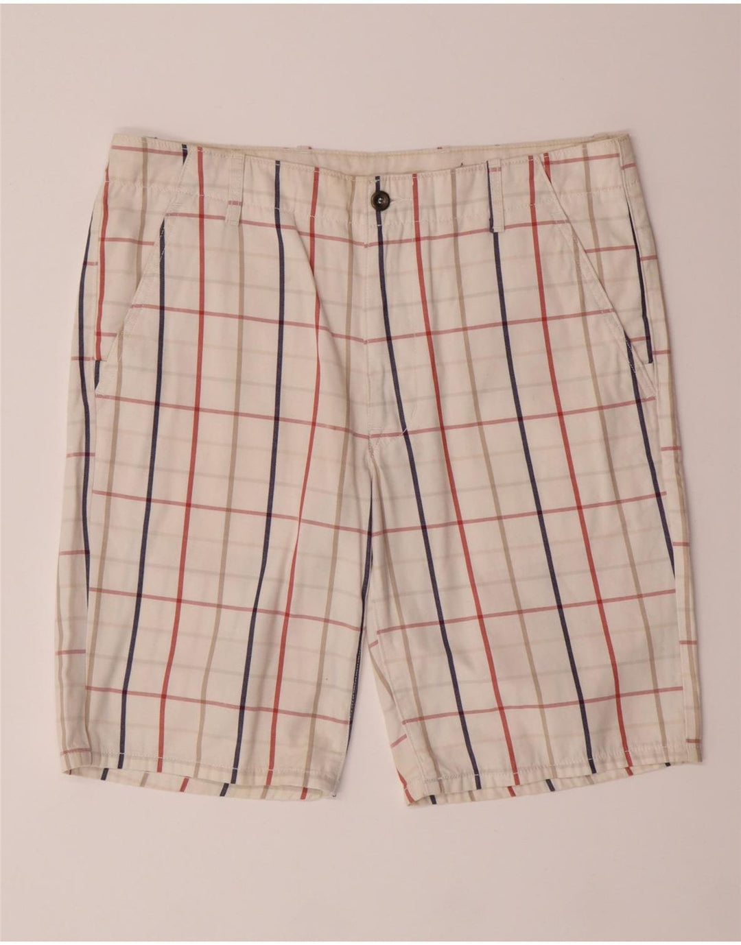 LEVI'S Mens Chino Shorts W34 Large Off White Check Cotton