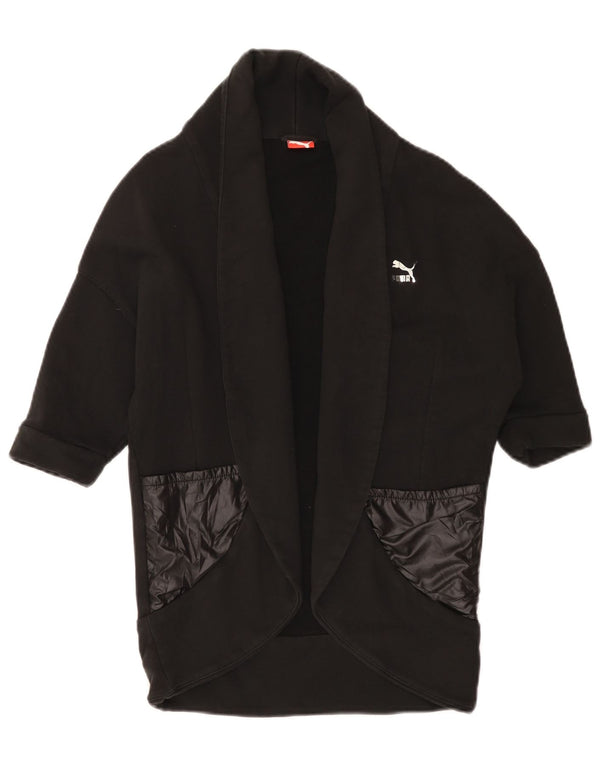 Damski sweter puma z krótkim rękawem, rozpinany, UK 10, mały, czarny, bawełniany