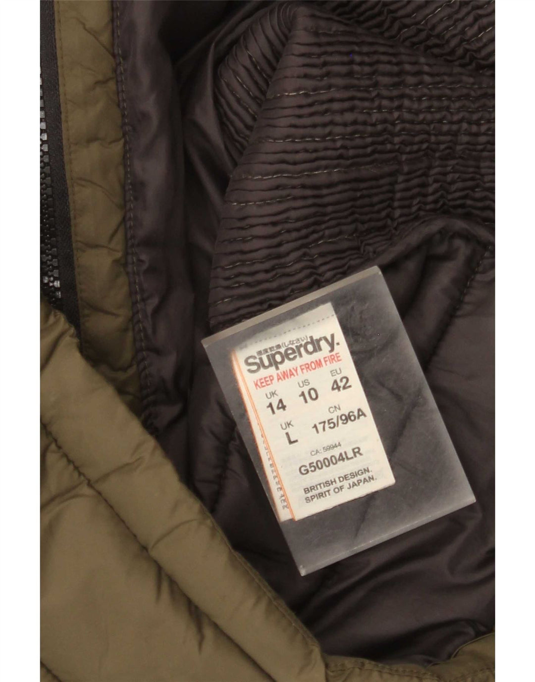 Damska wyściełana kurtka z kapturem Superdry UK 14, średni nylon khaki