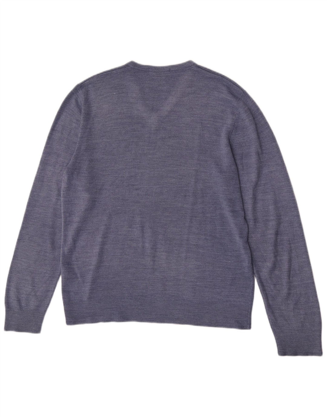 Męski sweter Marks & Spencer Blue Harbor z dekoltem w kształcie litery V, średni niebieski z plamkami