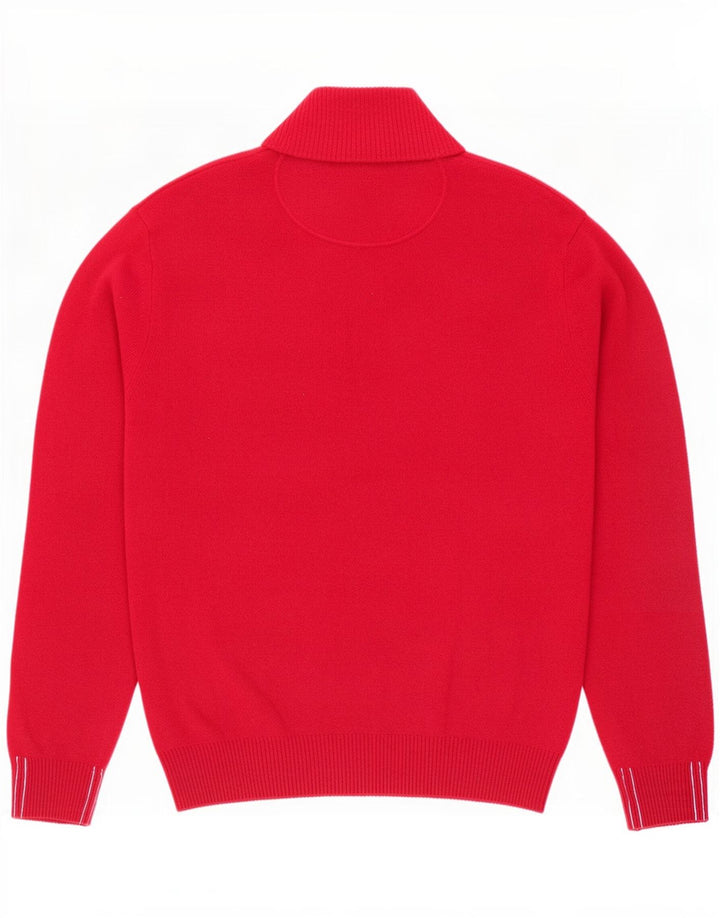 Marlboro Classics Męski sweter z zamkiem błyskawicznym, duży, czerwony, wełniany