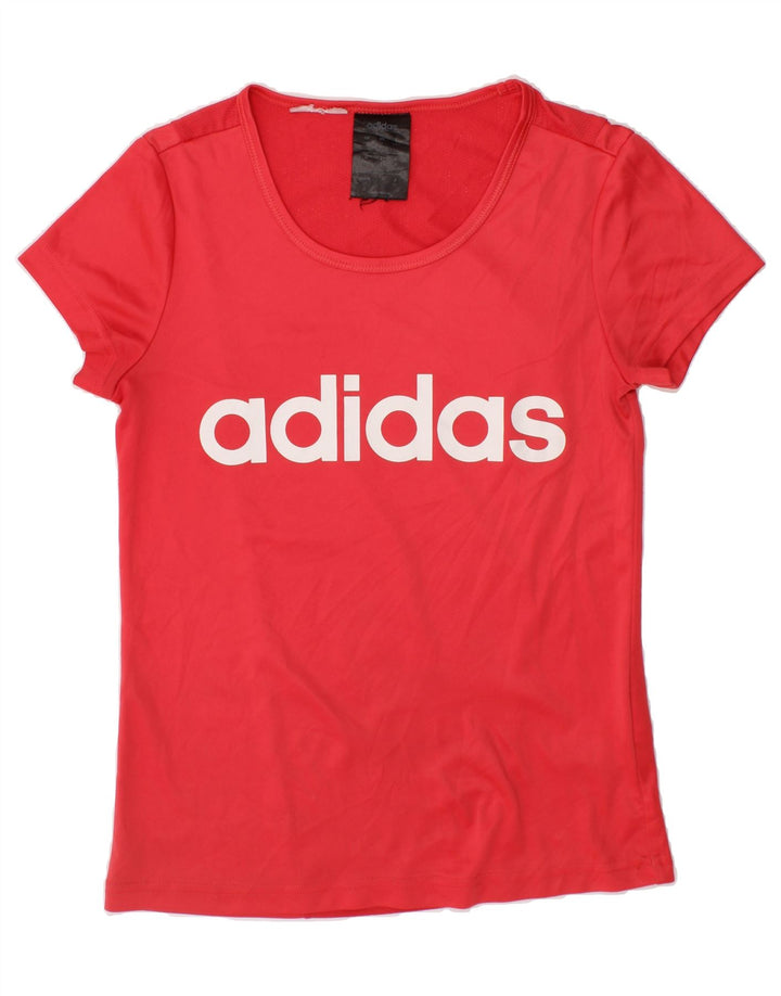 ADIDAS Girls Graphic T-Shirt Top 9-10 Years Red Polyester Vintage Adidas and Second-Hand Adidas from Messina Hembry 