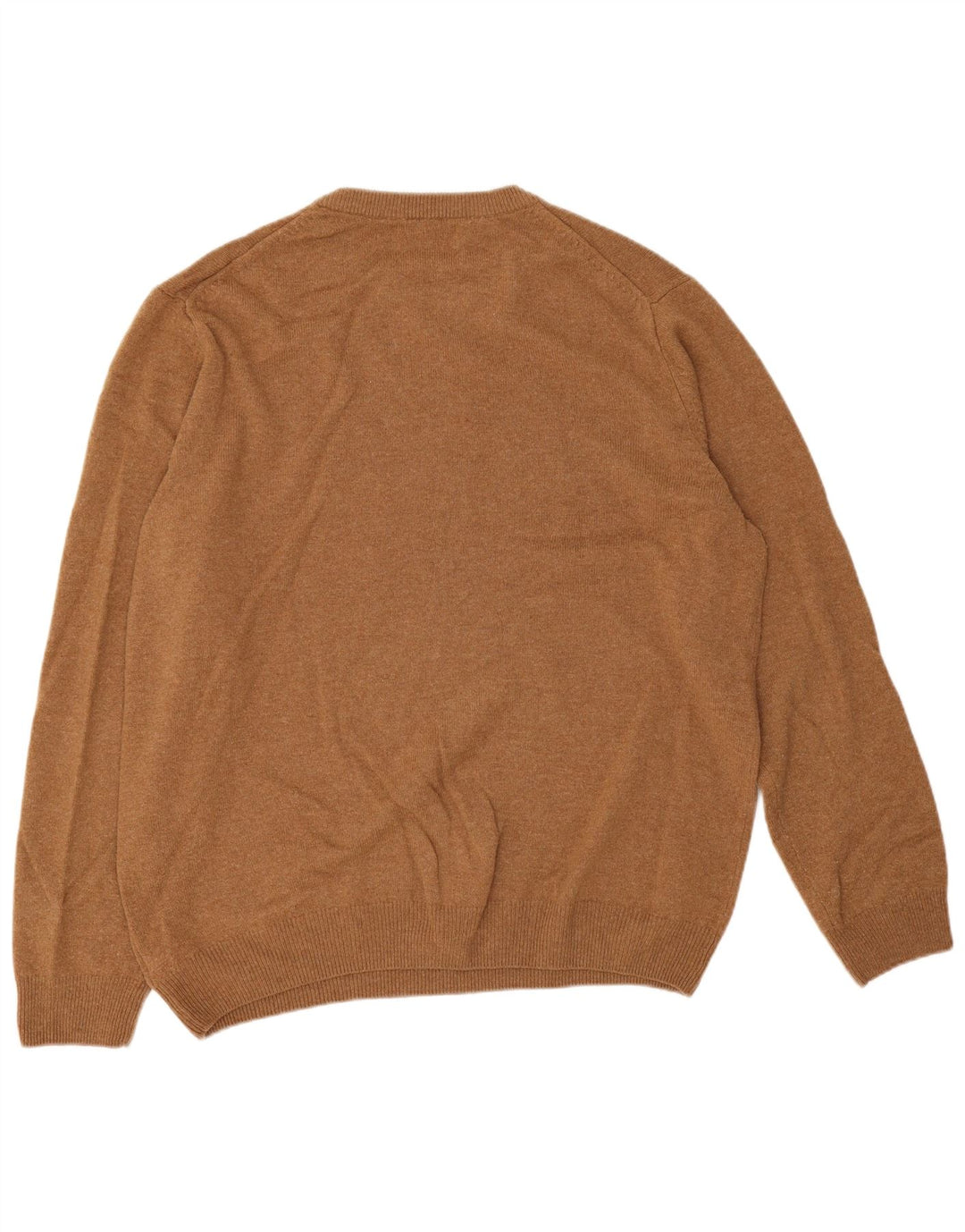 Marks & Spencer Męski sweter z okrągłym dekoltem 2XL Brązowy, owcza wełna