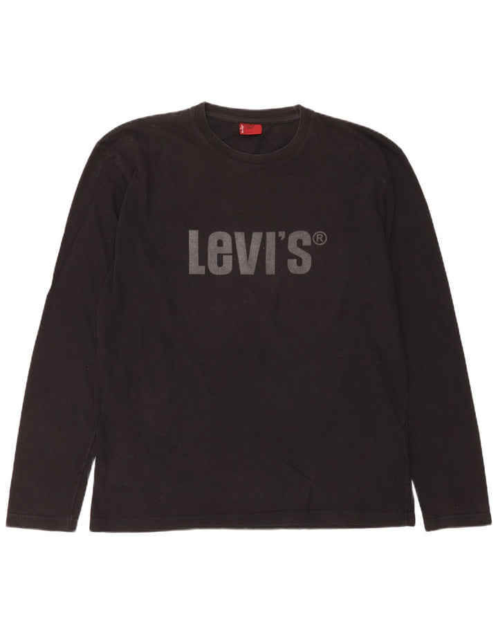 Męski graficzny top Levi's z długim rękawem, duży, czarny, bawełniany