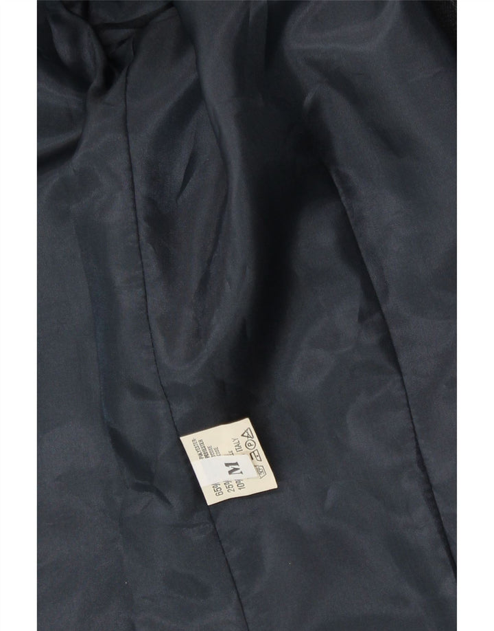 VINTAGE Womens Longline Blazer Jacket UK 14 Medium Navy Blue Striped Vintage Vintage and Second-Hand Vintage from Messina Hembry 