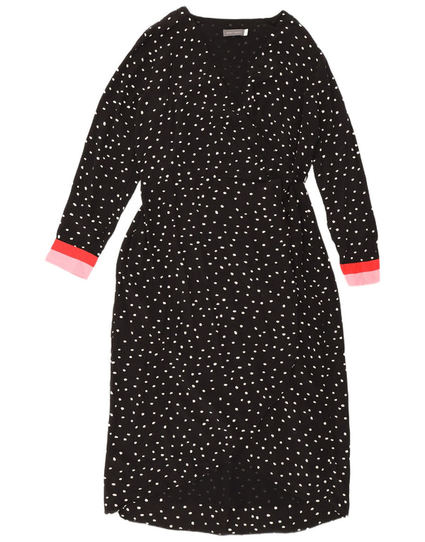 Damska sukienka kopertowa z długim rękawem MINT VELVET UK 16, duża, czarna w cętki