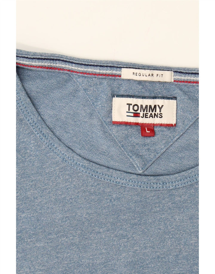 TOMMY HILFIGER Mens Regular Fit T-Shirt Top Large Blue Cotton Vintage Tommy Hilfiger and Second-Hand Tommy Hilfiger from Messina Hembry 