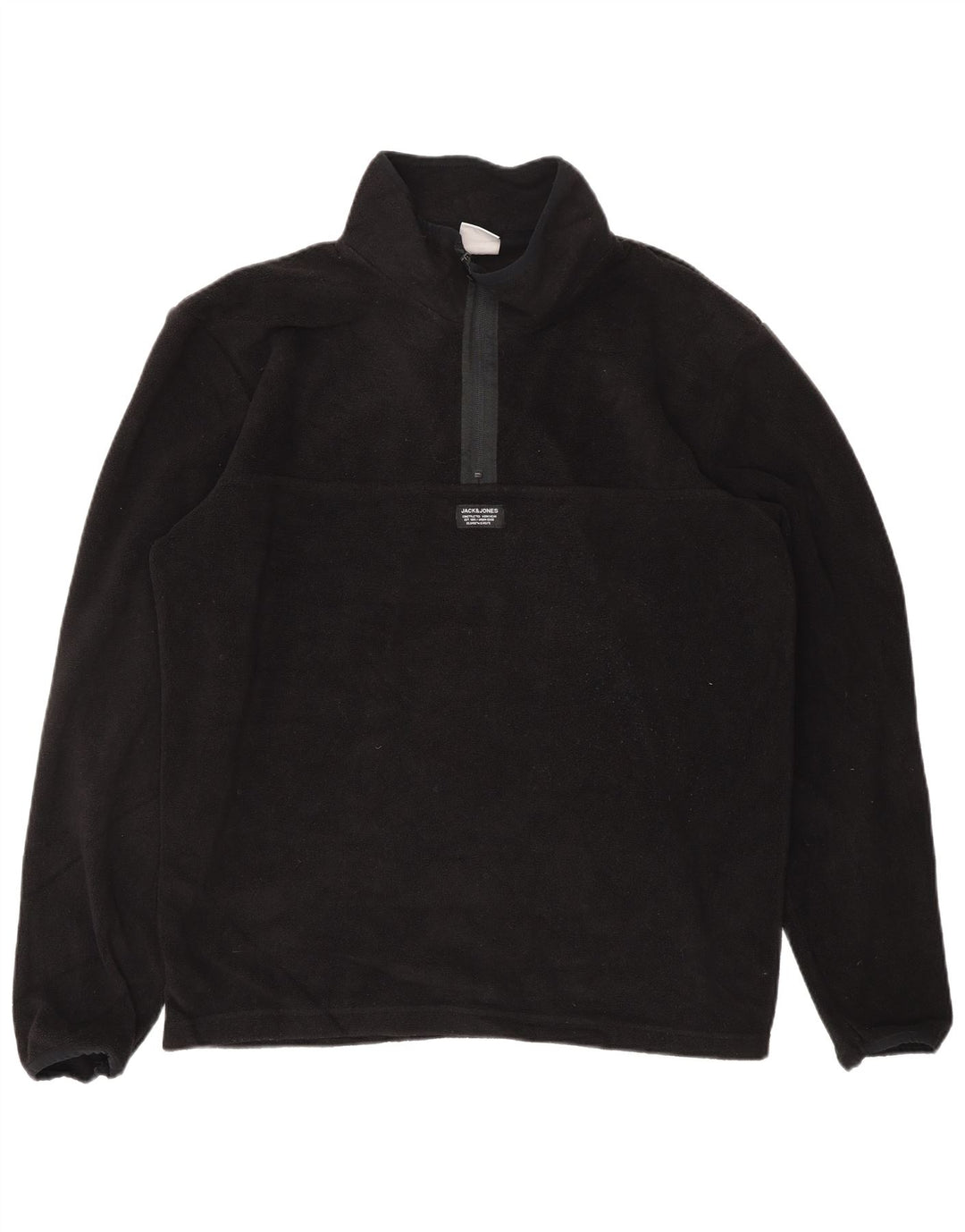 Męski sweter polarowy JACK & JONES XL, czarny, poliestrowy, zapinany na zamek