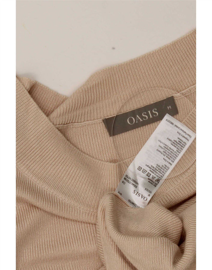 Damski krótki top Oasis z rękawem 3/4, UK 12, średni beż, wiskoza