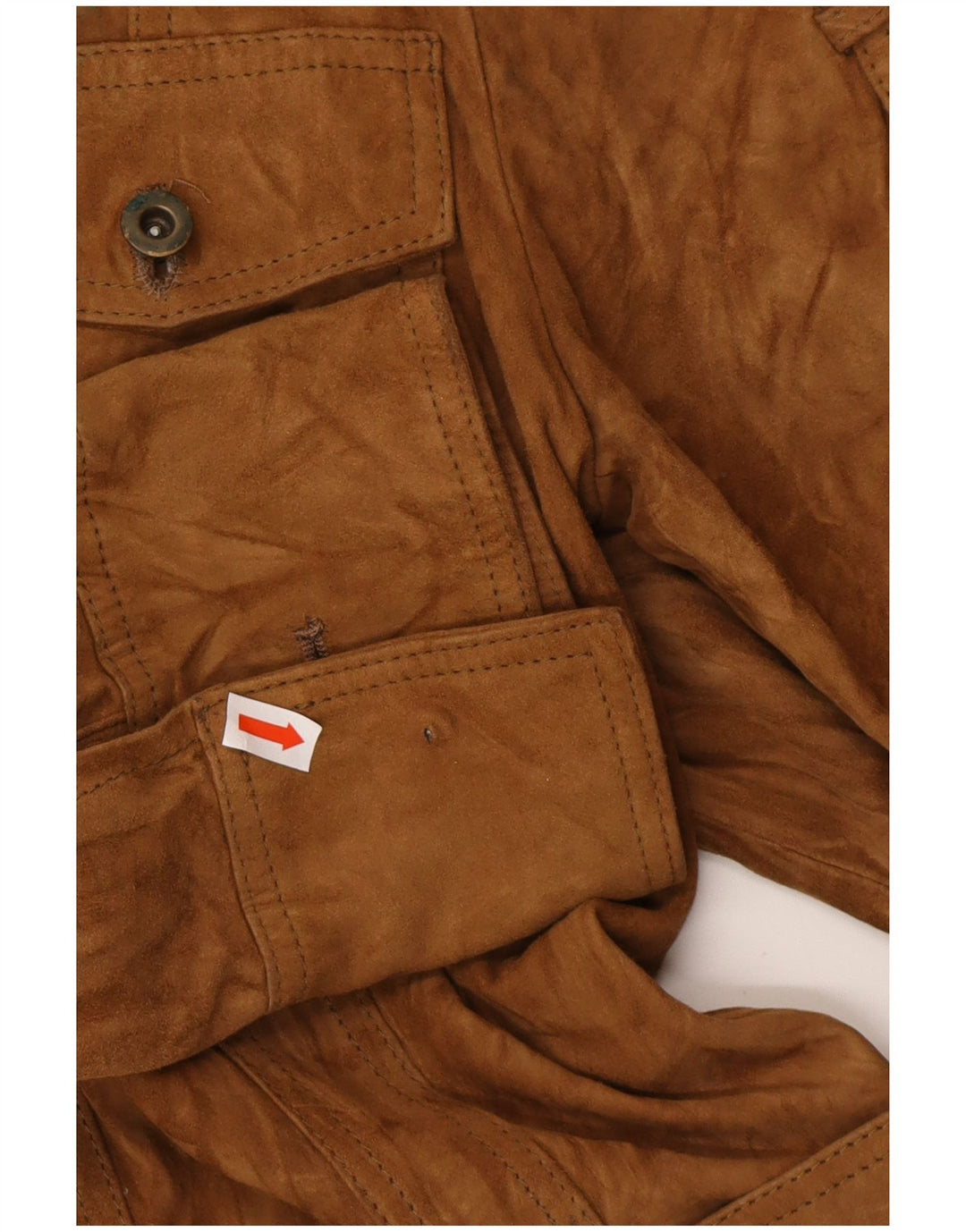 Damska zamszowa kurtka wojskowa VINTAGE IT 42 Średniobrązowa skóra