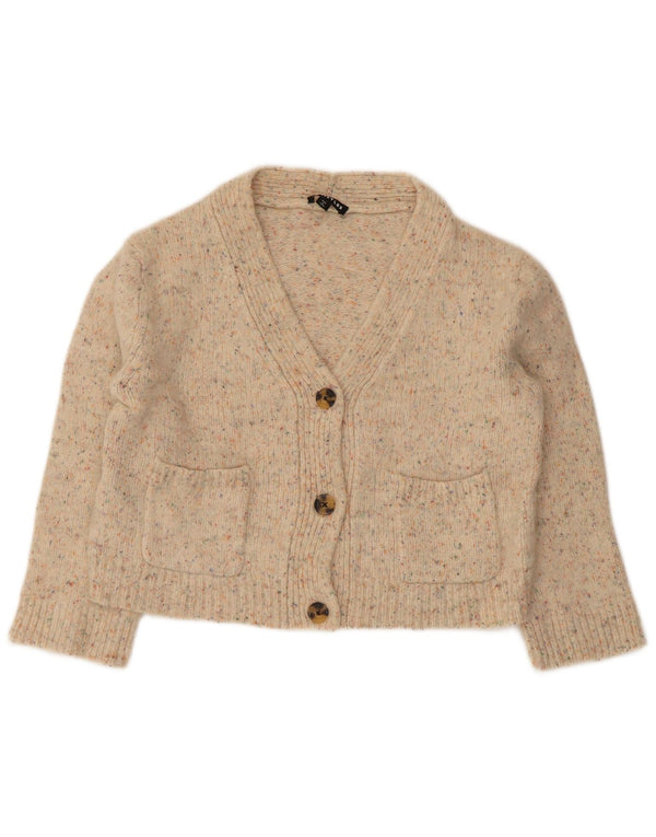 Whistles Damski sweter rozpinany z rękawem 3/4 UK 10 Small Beige Flecked