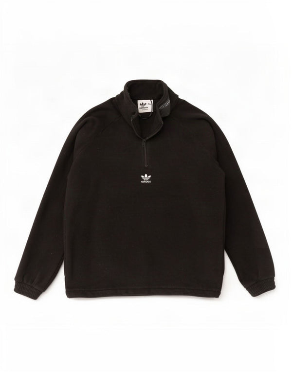 Adidas Mens Graphic Zip Neck Fleece Jumper XL Black Polyester