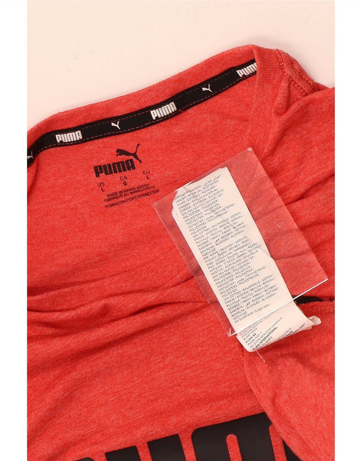 Męska koszulka z grafiką Puma, duża, czerwona, poliestrowa