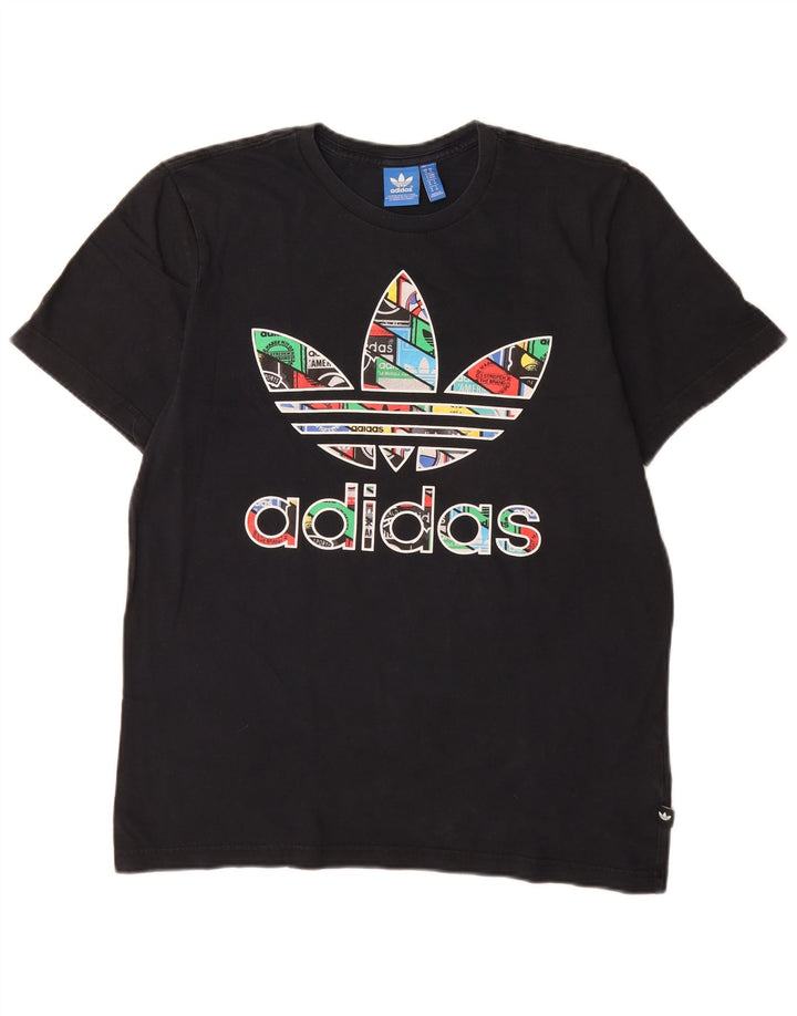 Męska koszulka z grafiką Adidas, średnia, czarna bawełna