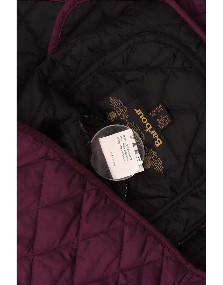 Barbour damska pikowana kurtka UK 12 średni fiolet z blokami kolorów poliamid