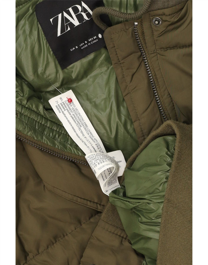 Damska kamizelka z kapturem, oversize, wyściełana, zara, UK 10, mała, khaki, poliester