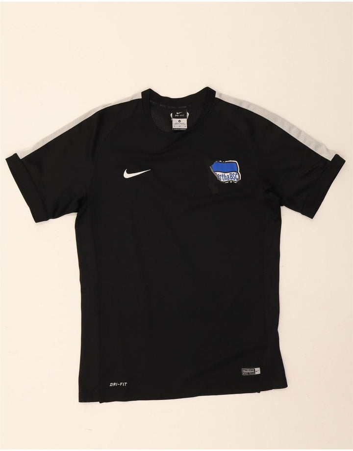 Męski T-shirt Nike Dri Fit z grafiką Top, średni czarny poliester z blokami kolorów