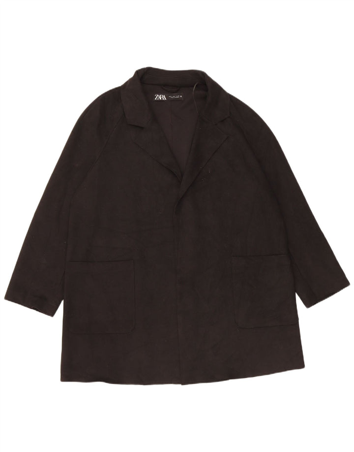 Zara damski otwarty płaszcz oversize UK 10, mały, czarny, poliestrowy, klasyczny